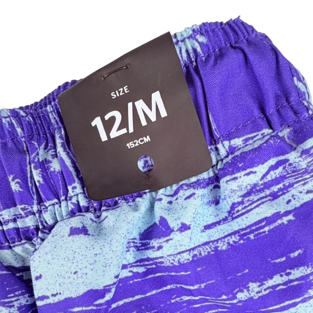 Rip Curl Laydays Lifestyle Boardshorts Purple Tropical Palm Tree Swim Trunks 12M